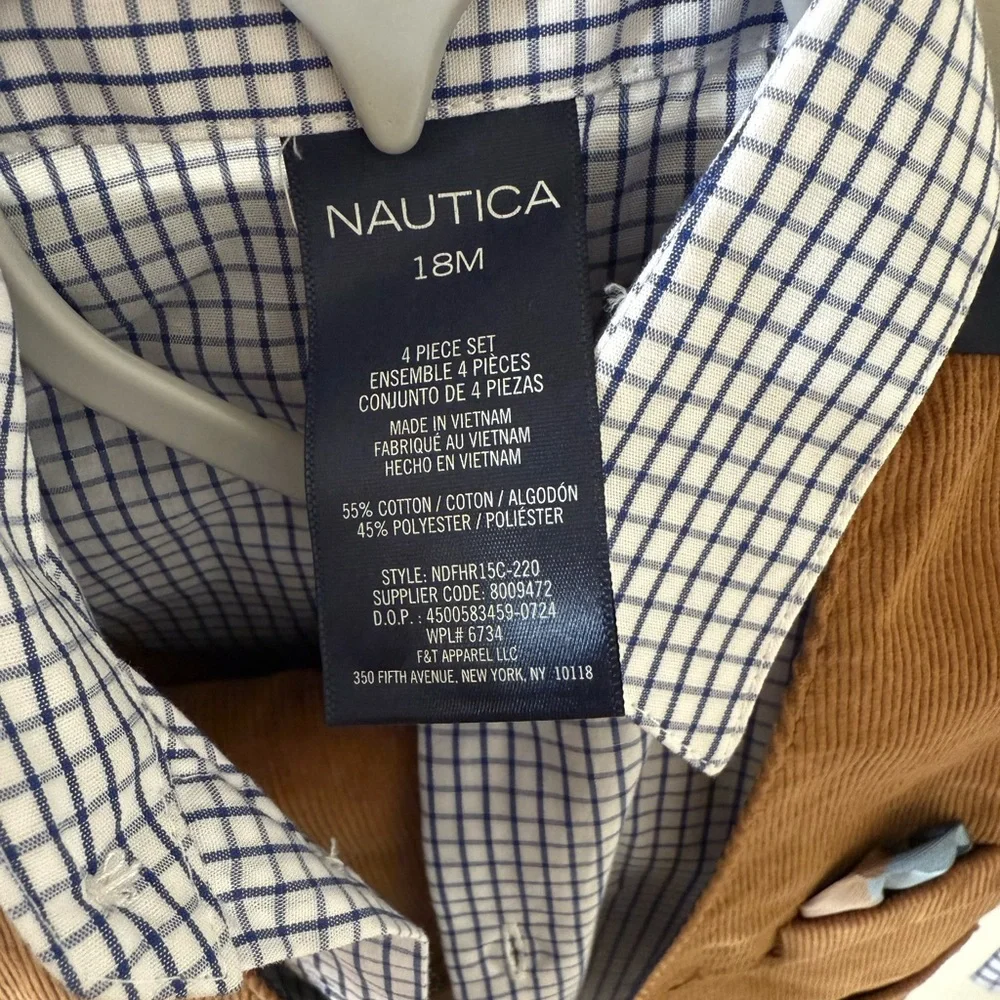 Nautica Brown Vest with Checkered Shirt Set